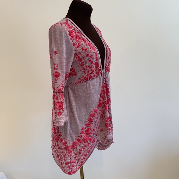 Free people boho tunic top floral romantic S - Picture 3 of 15